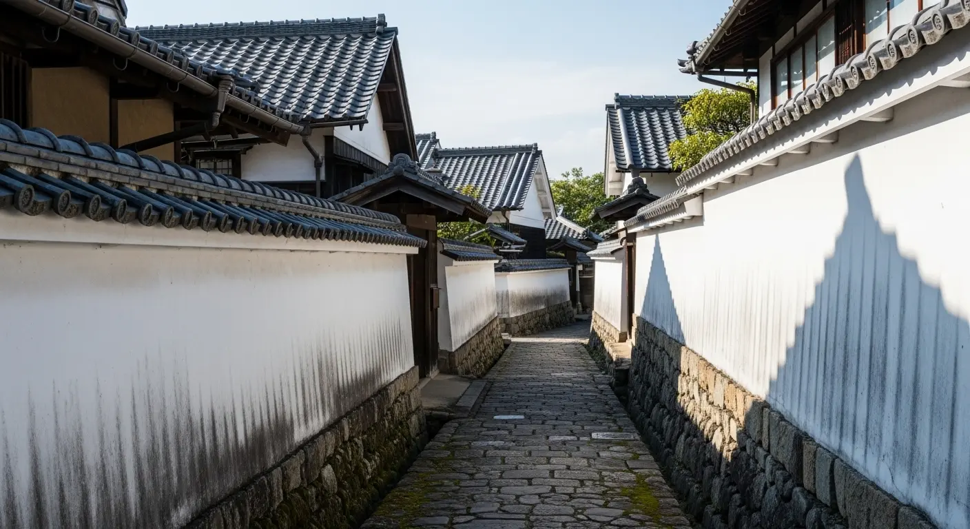 歴史を感じる萩の城下町の古い町並み