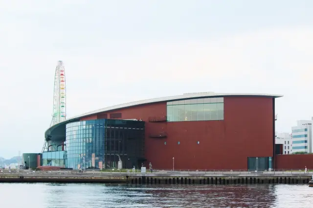 下関市立しものせき水族館「海響館」で、イルカ・アシカショーを楽しむ子供連れの家族と、ペンギンが泳ぐ様子。