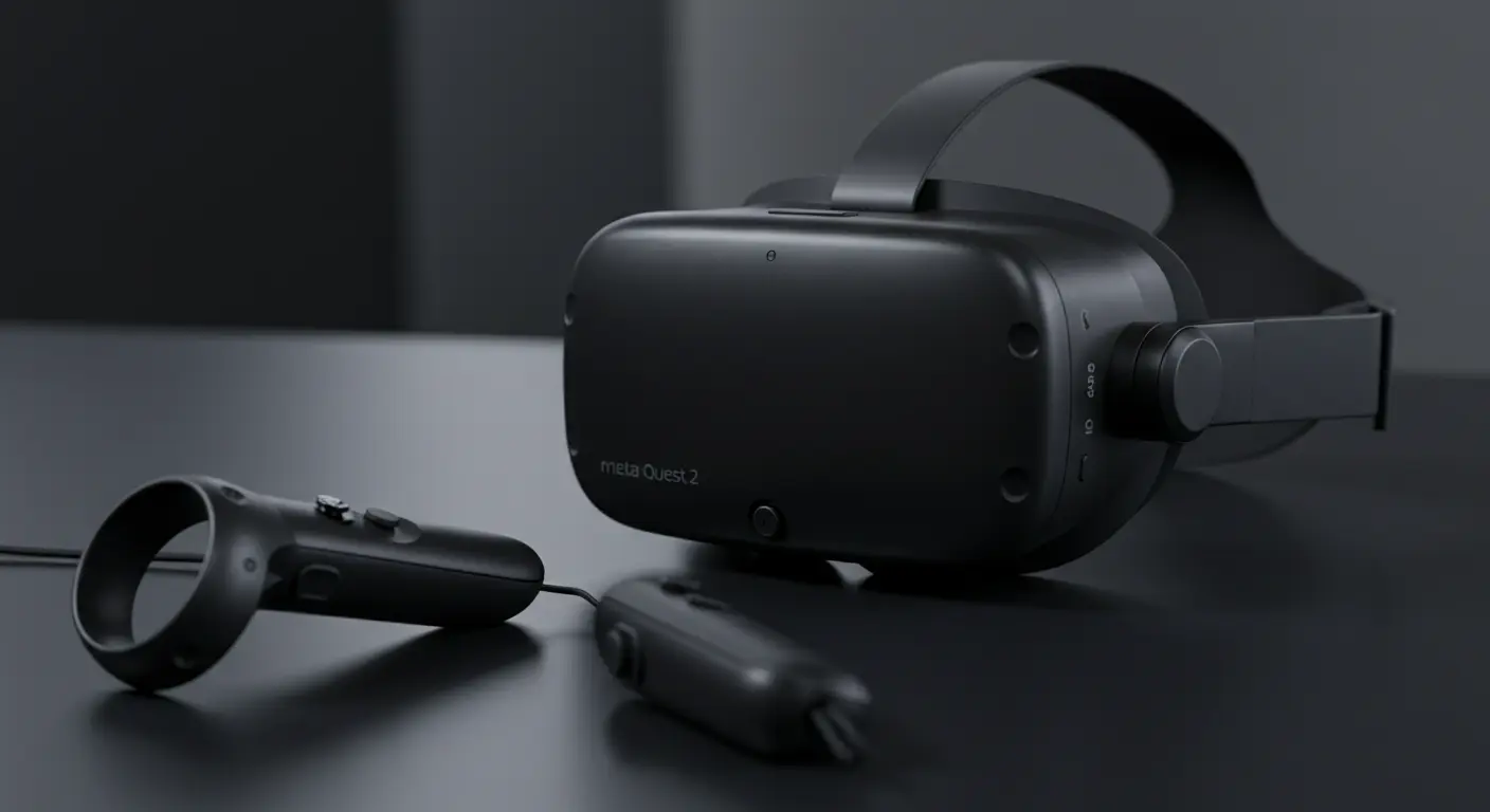 コードレスで単体で動作する一体型VRゴーグルのクローズアップ。