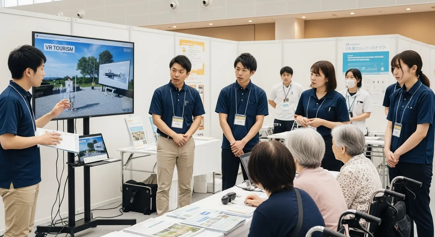 バーチャル旅行体験会でのスタッフ説明