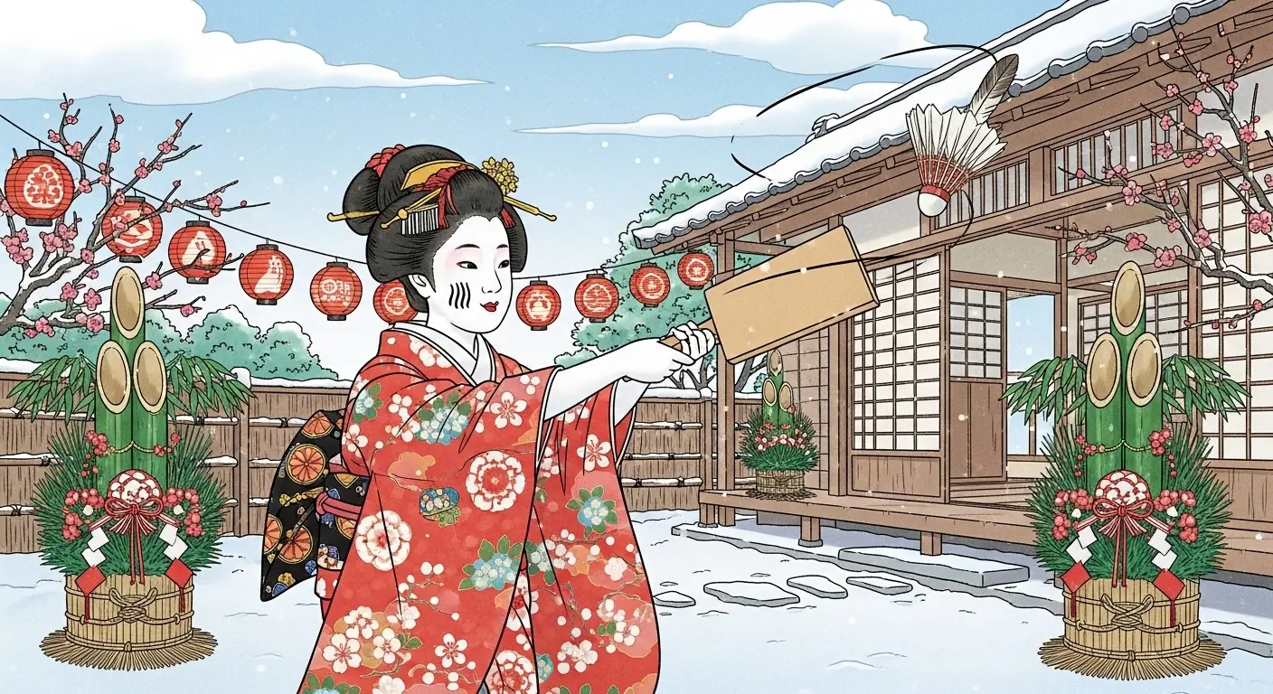 羽根つきを楽しむ女の子
