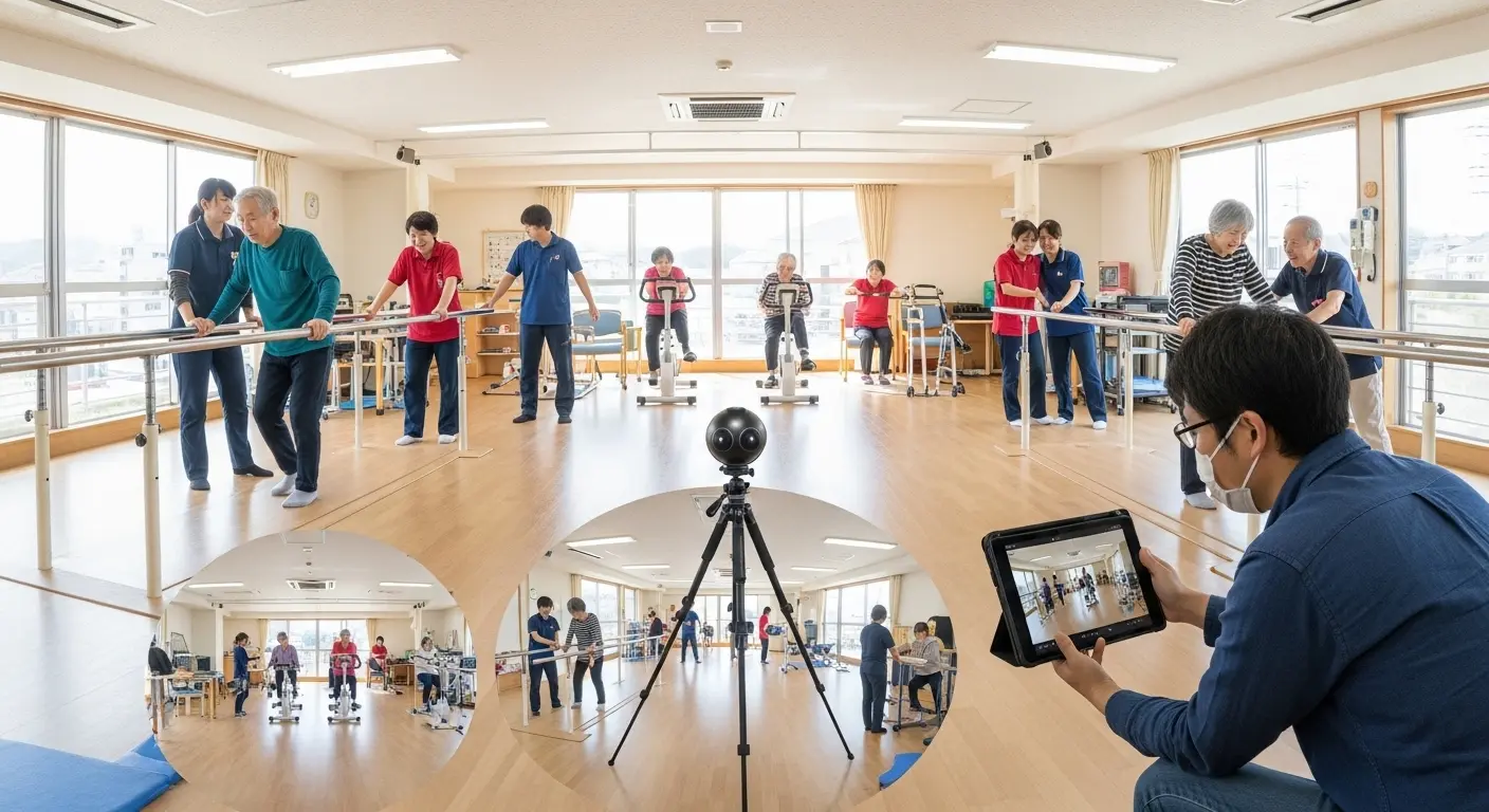 介護施設での360度動画制作風景