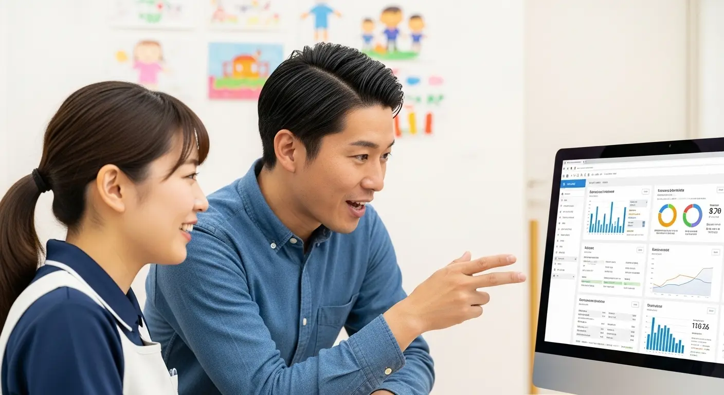 デイサービス集客戦略を立てる経営者とスタッフ