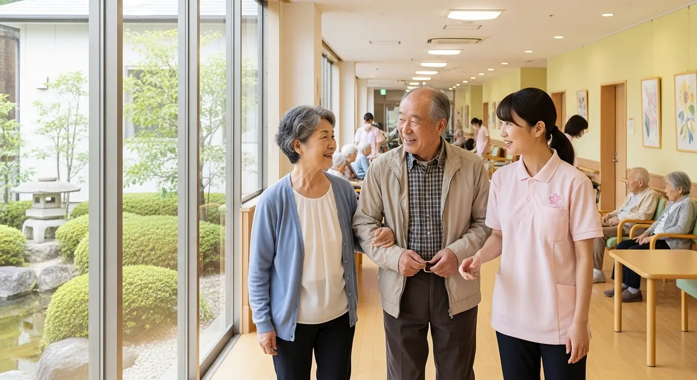 自由に施設見学する家族