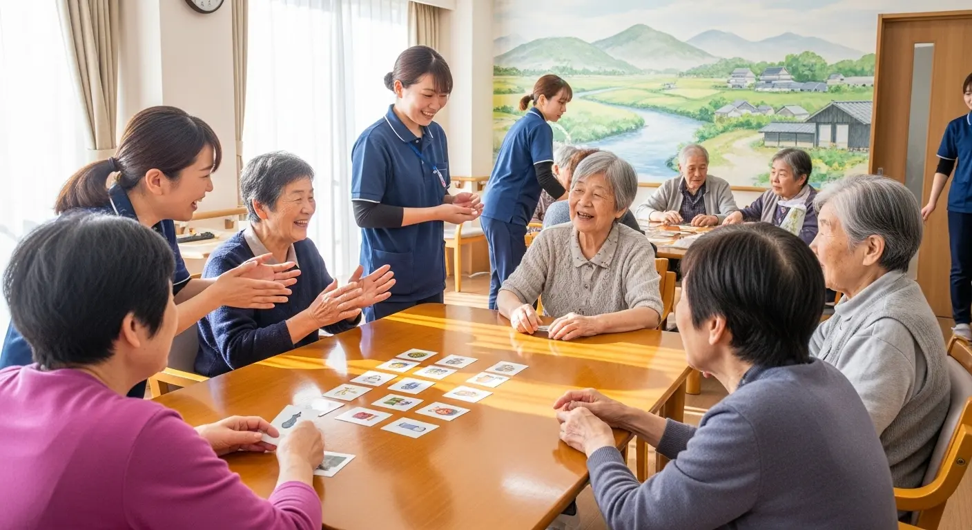 高齢者向け共通点探しゲームで交流と認知機能が活性化する様子