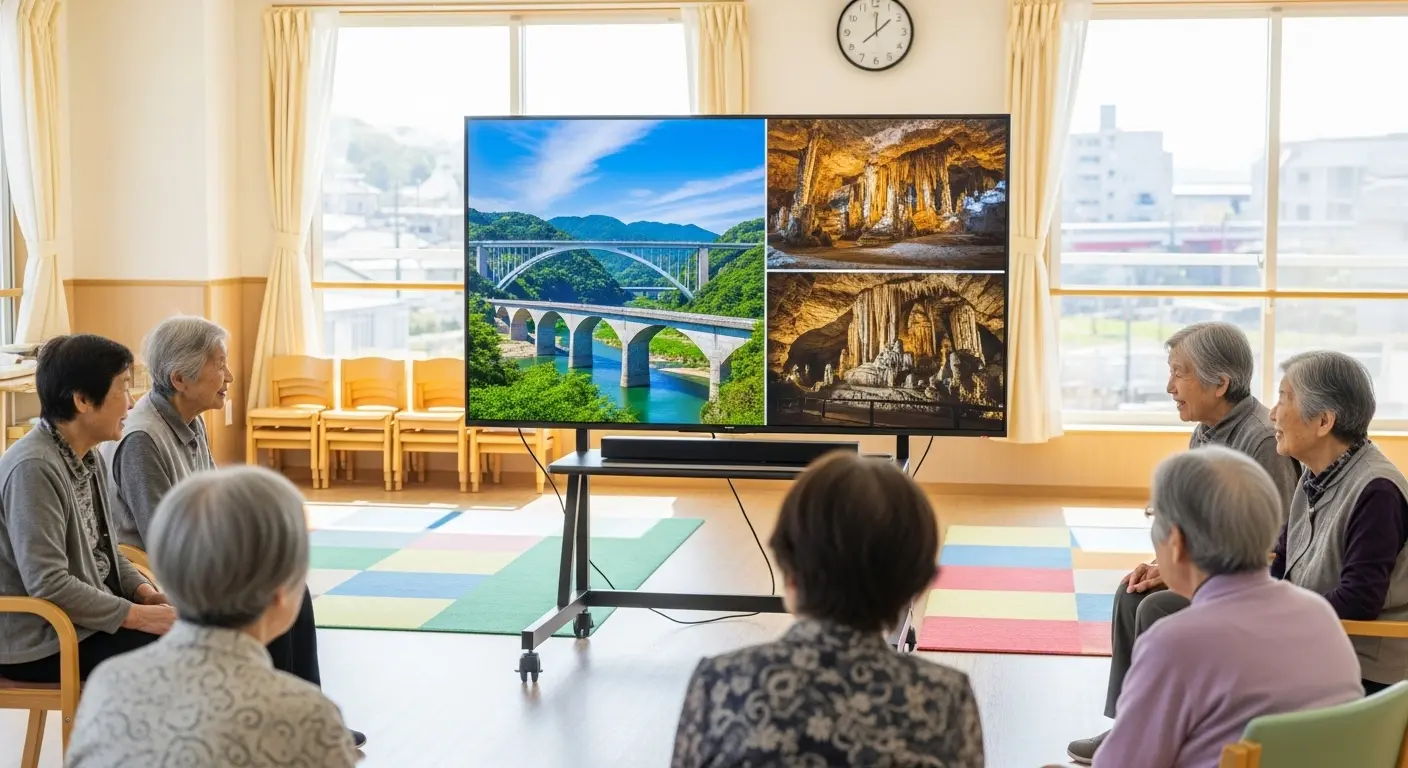 山口ご当地の高齢者向けレクリエーション動画を活用した楽しい活動