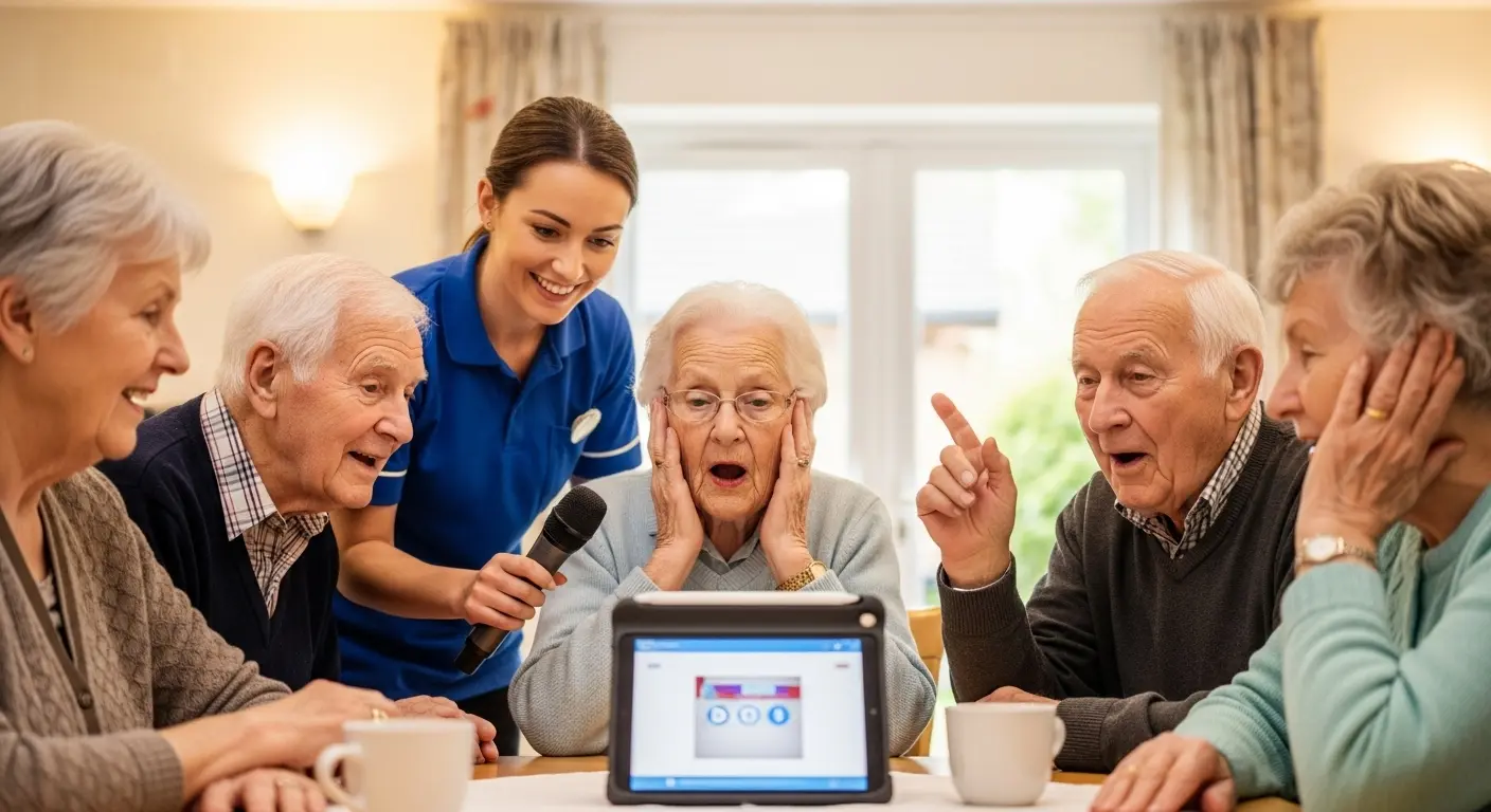 昭和歌謡曲イントロクイズで高齢者の記憶力と発声を活性化