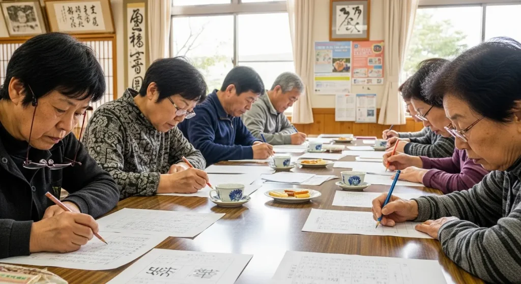 高齢者 脳トレ クイズ(中級)への真剣な取り組み