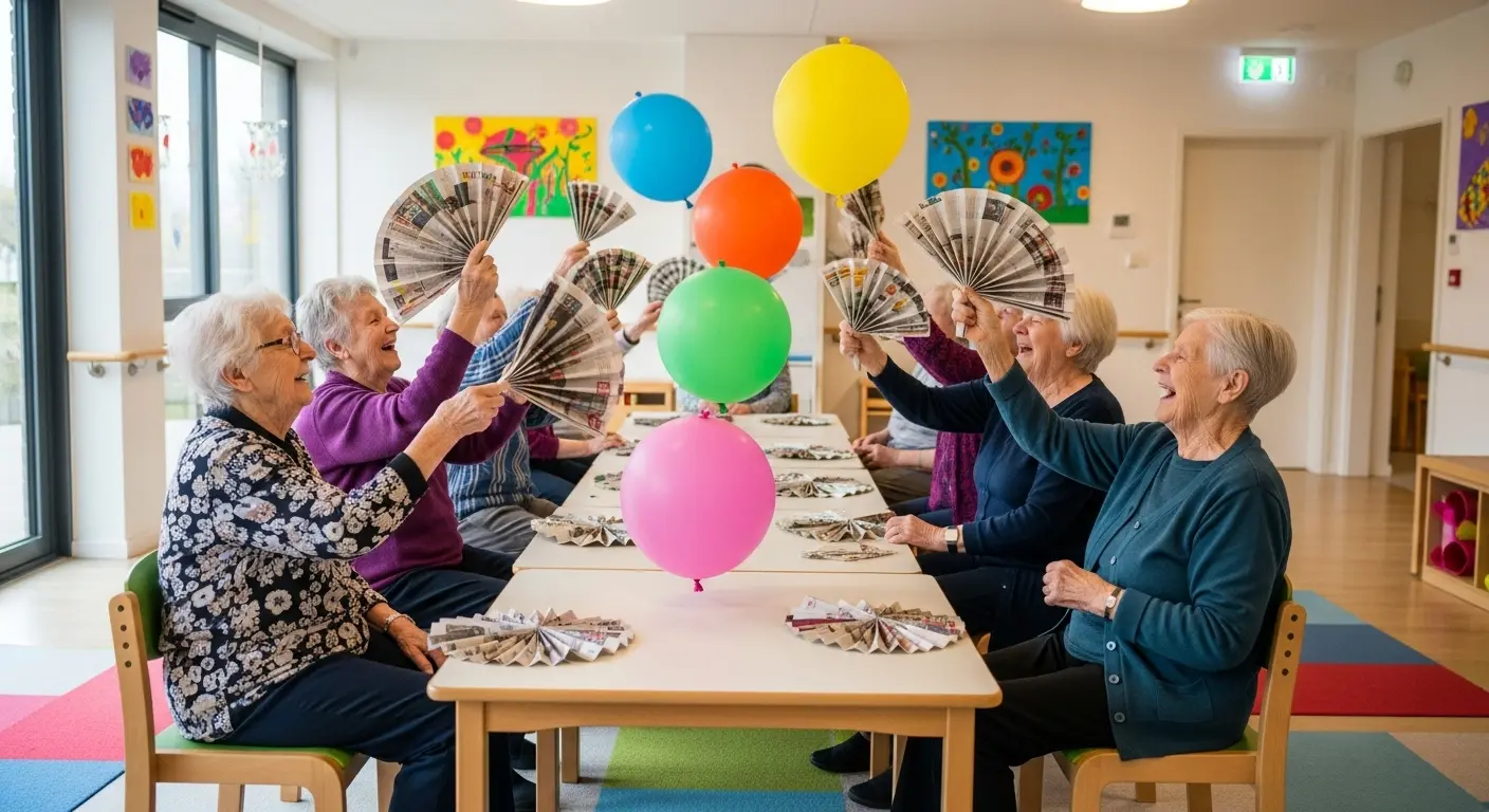 チーム対抗で盛り上がる高齢者向け紙風船バレー