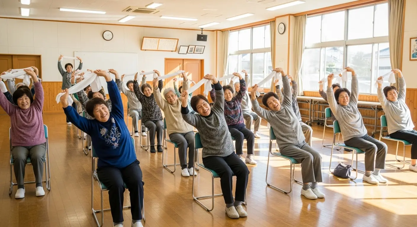 冬の室内レクアイデアタオル体操と身体機能維持