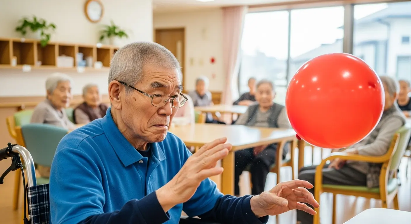 利き手制限による風船バレーの練習