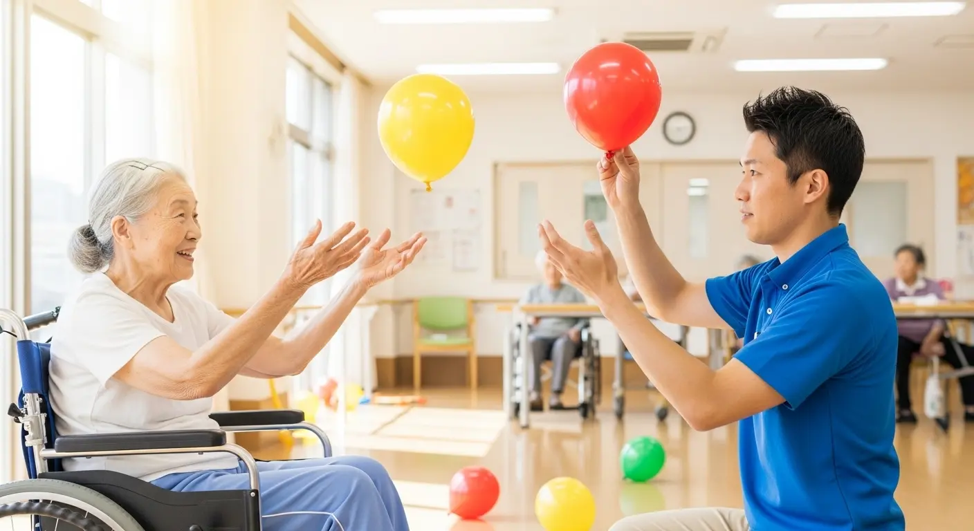 風船を使ったリハビリと個別機能訓練