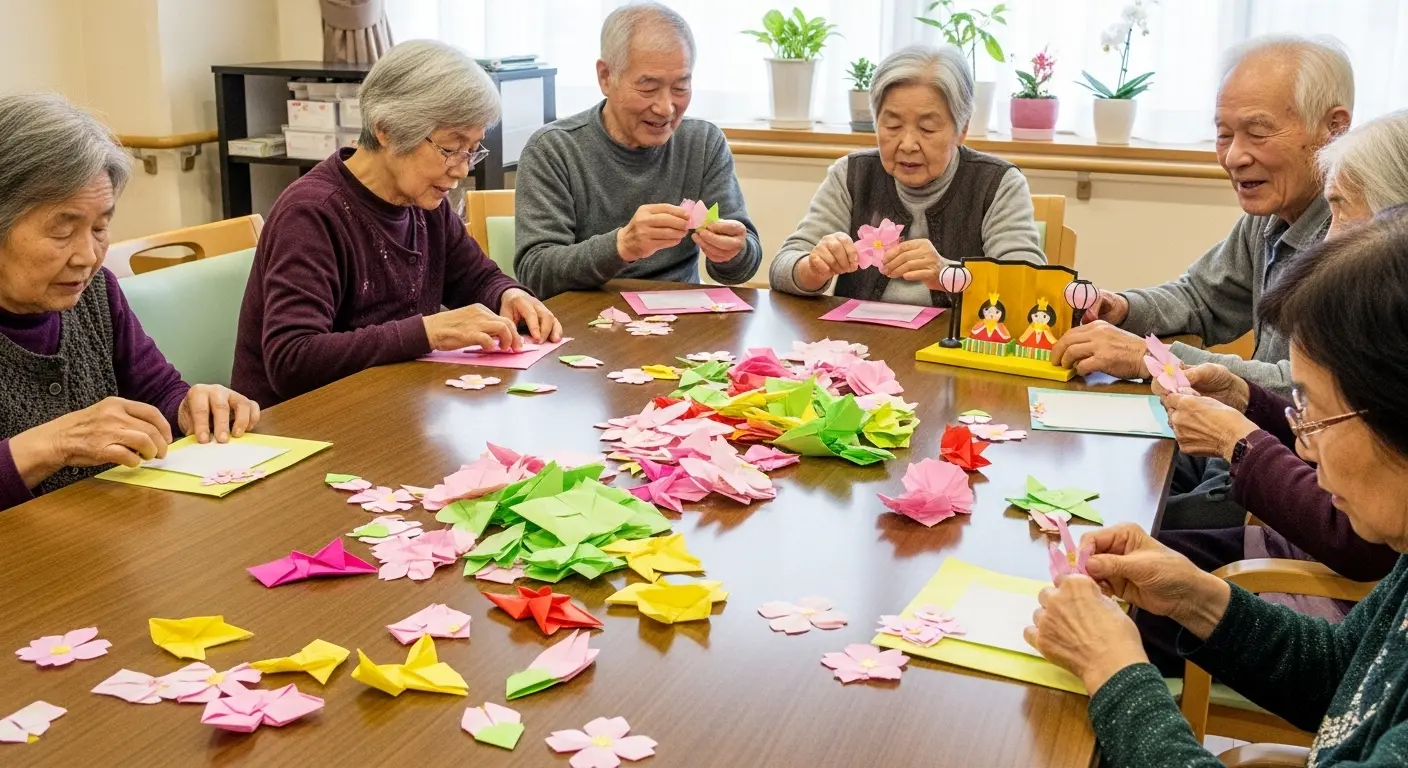 3月ひな祭りと春の花の創作レクのアイデア