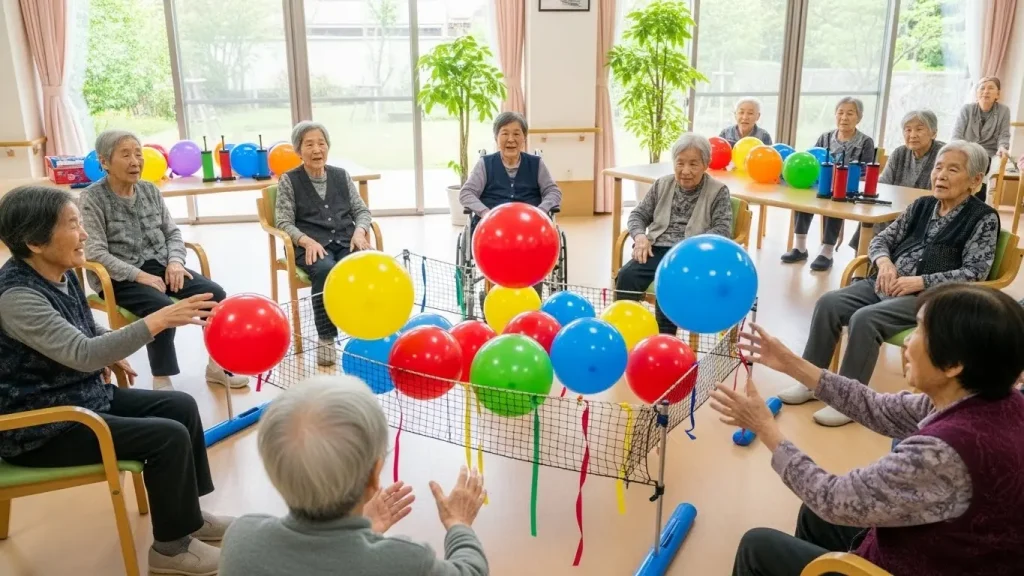 色やサイズの異なる風船と、準備用のポンプが並んだ様子。