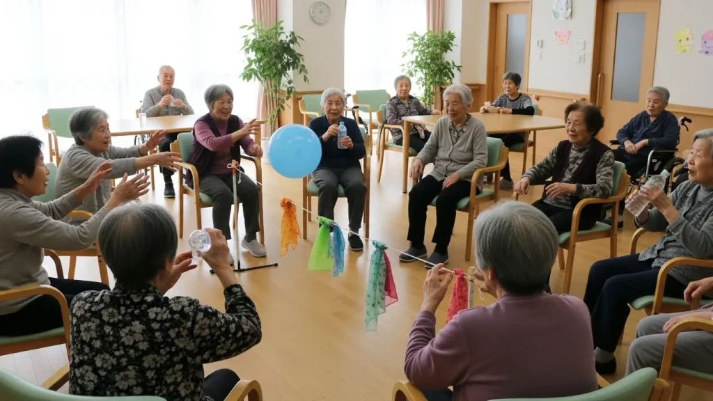 コップを持って水を飲み、ひと休みしている高齢の男性。