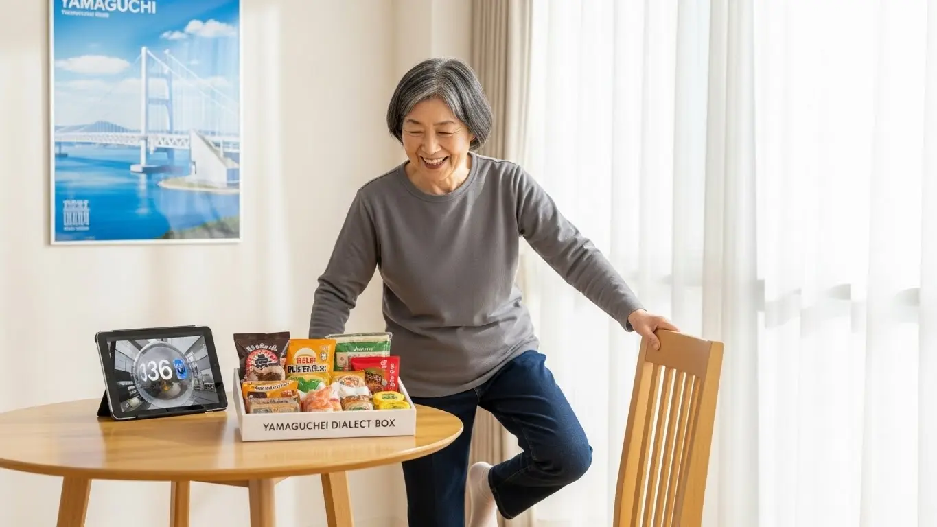 高齢者が自宅の椅子を利用してバランス能力を高めるトレーニングを行っている様子。