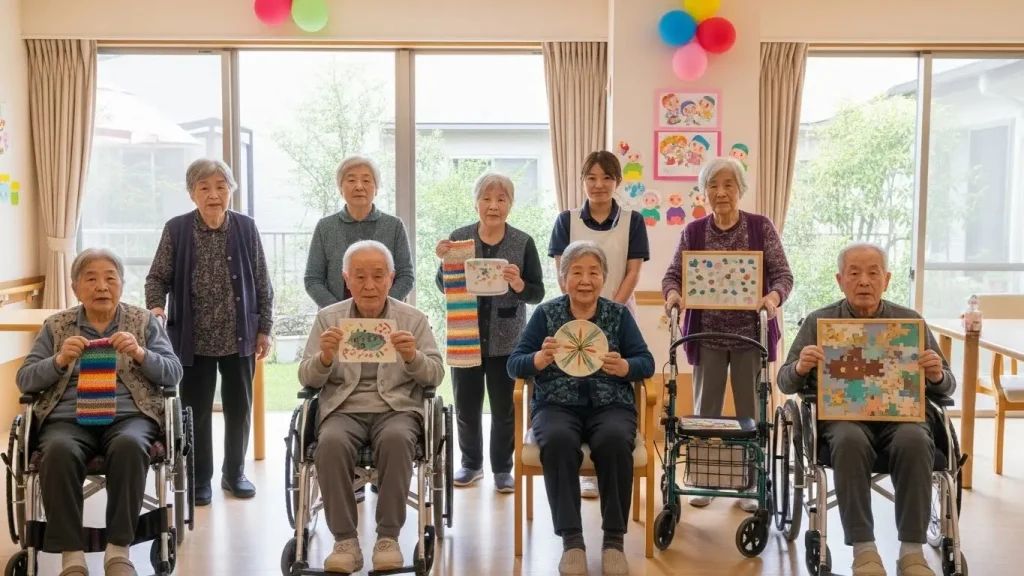 レクの最後、達成感に満ちた表情でカメラに向かってポーズをとる全員。