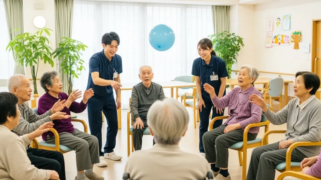 プレーに迷っている参加者に、優しく寄り添ってアドバイスするスタッフ。