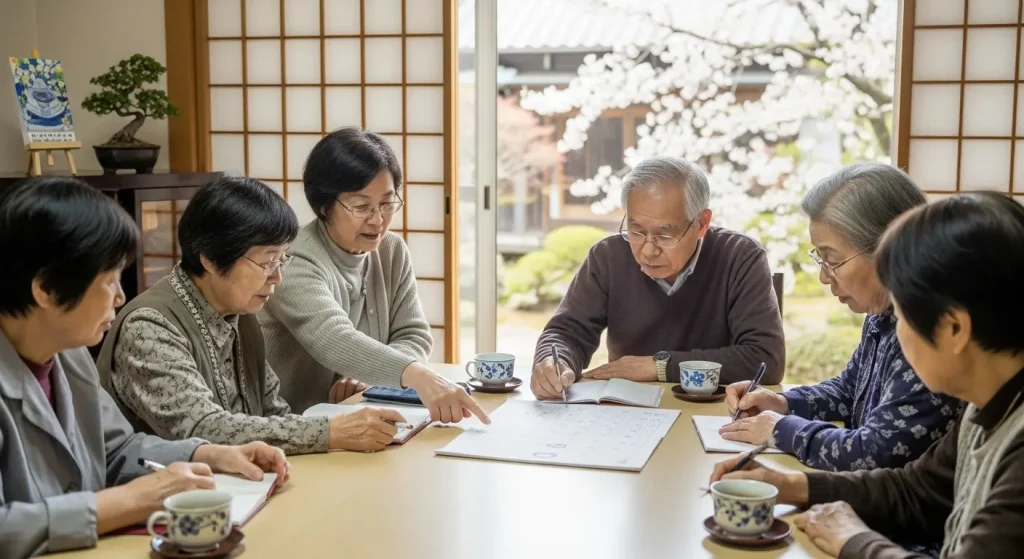 季節ごとの体調管理のためにカレンダーを確認する高齢者。