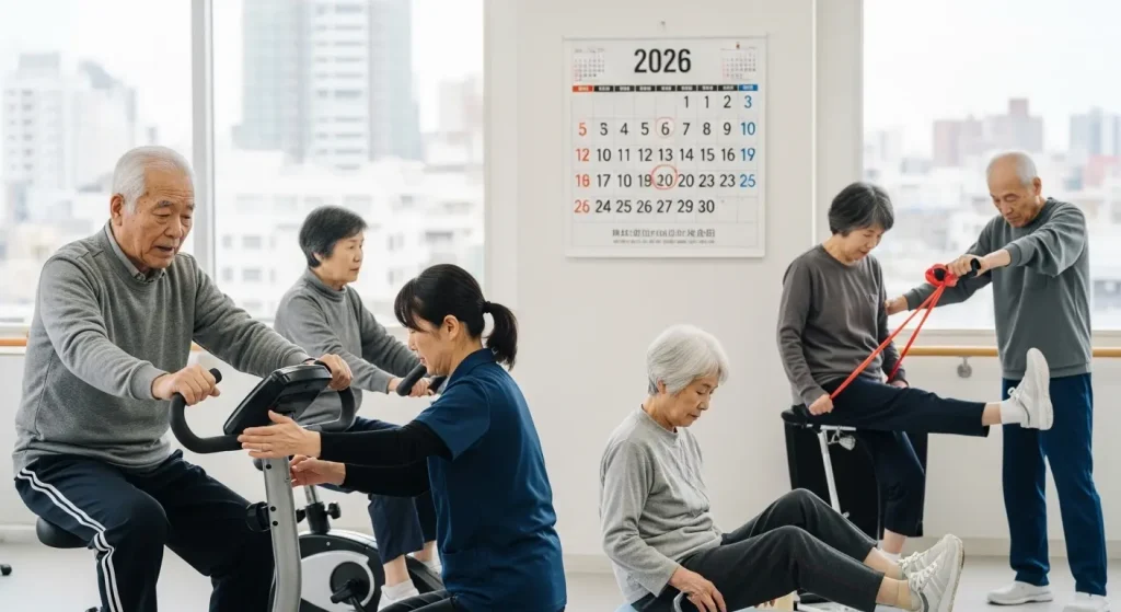 2025年の健康目標に向けて指のリハビリテーションを行う高齢者