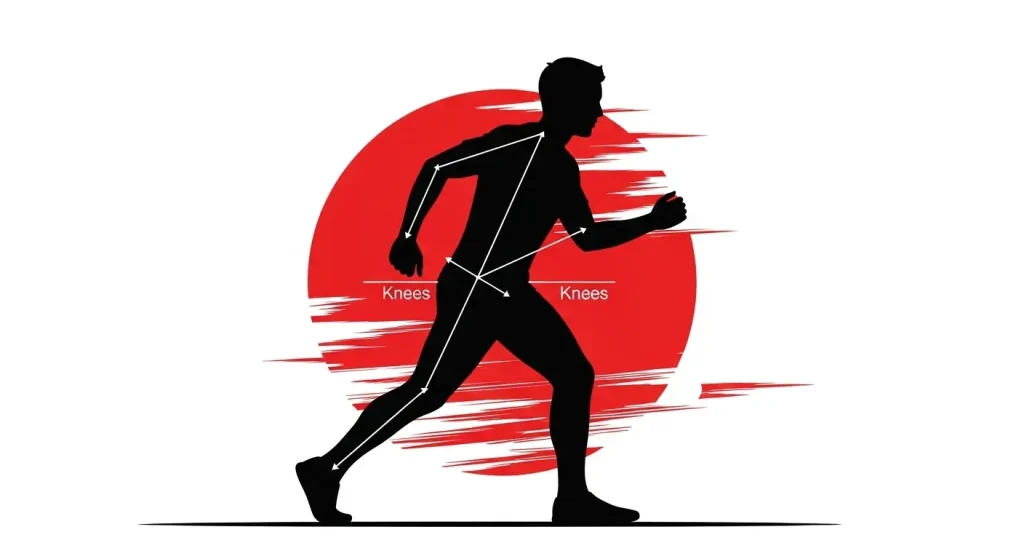 理想的な足踏み運動のフォームを横から見た様子