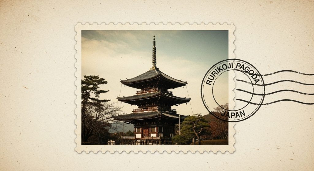 瑠璃光寺五重塔でのデジタルスタンプラリー体験画面。