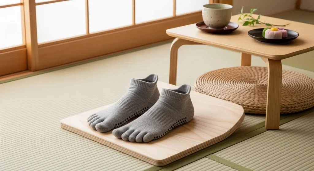 室内運動の安全性を高める靴下と足踏み器具