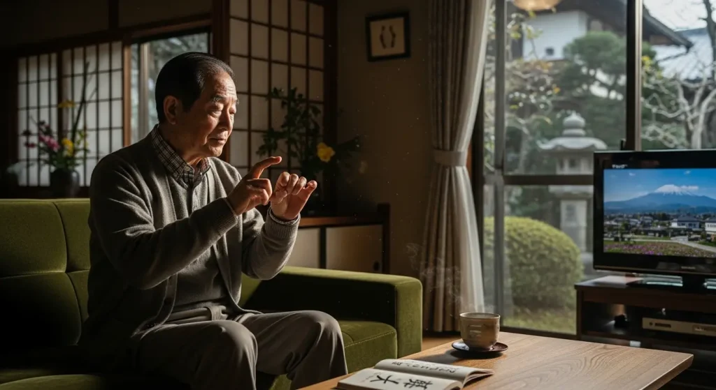 自宅での生活の中で指体操を習慣にしている高齢男性