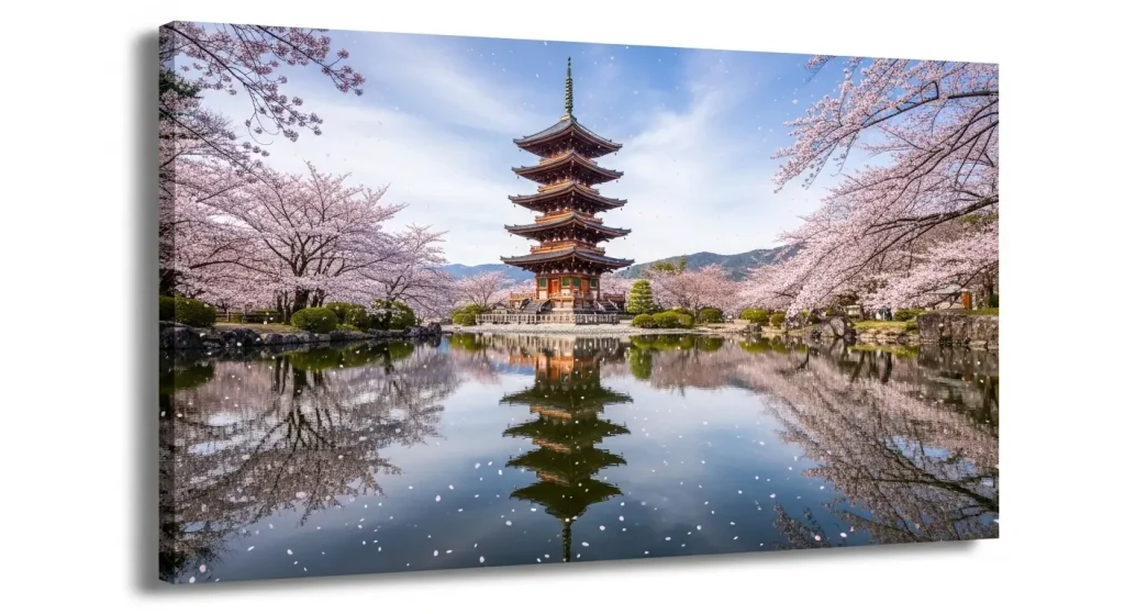 山口県の観光名所、瑠璃光寺五重塔の景色