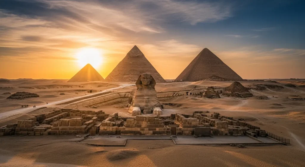 オンライン旅行で視聴できるエジプトのピラミッドの俯瞰映像