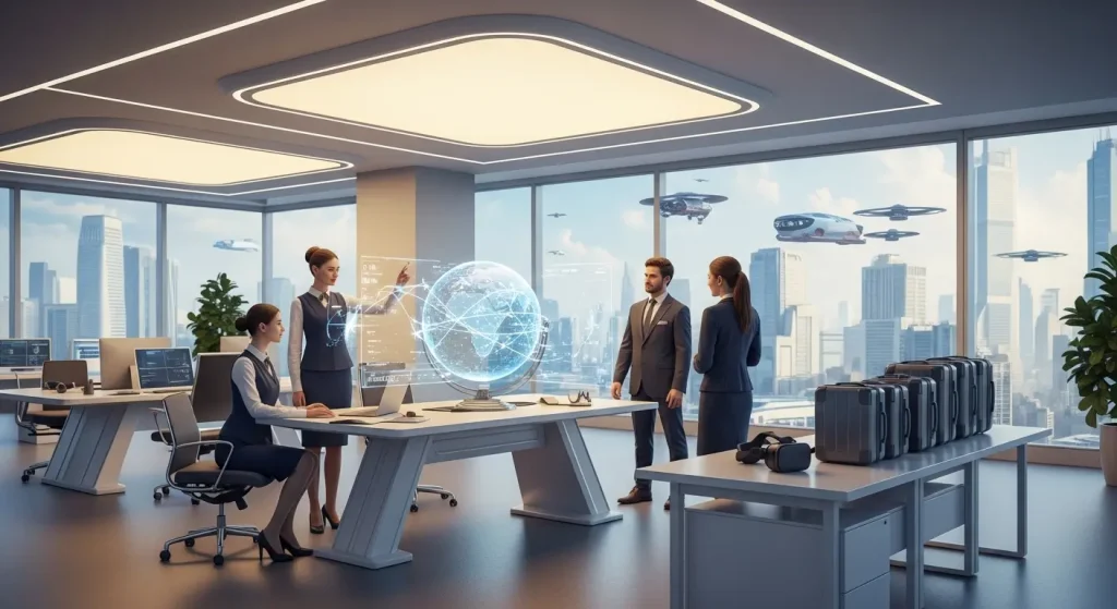 デジタルとリアルが融合した未来の旅行プランニングの様子