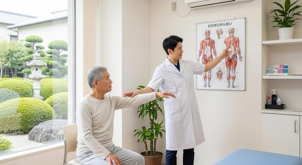 専門家から個別の運動プログラムの指導を受ける高齢者