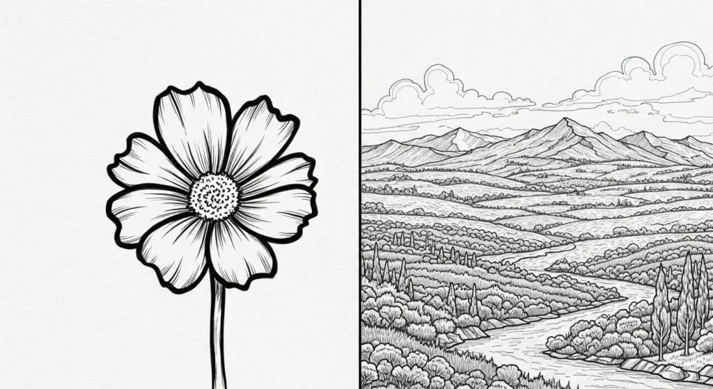 難易度の異なる2種類の塗り絵素材