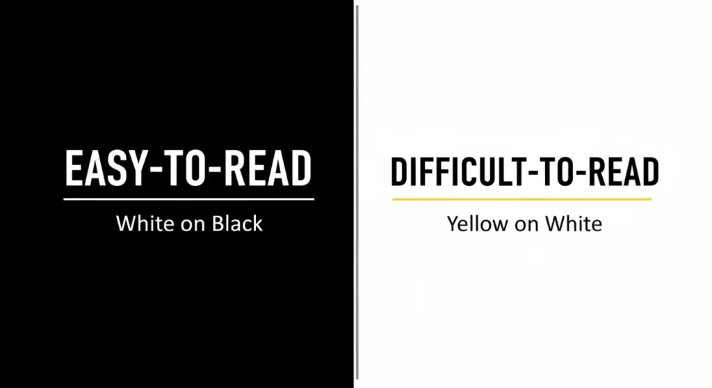 文字の視認性を高めるコントラストの例