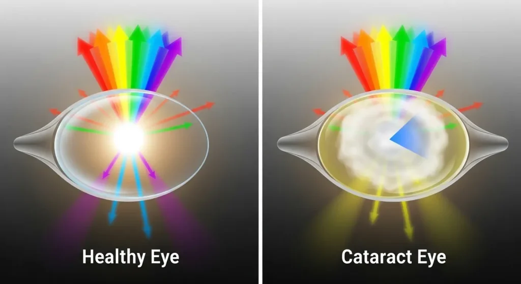 加齢による水晶体の変化と色の見え方