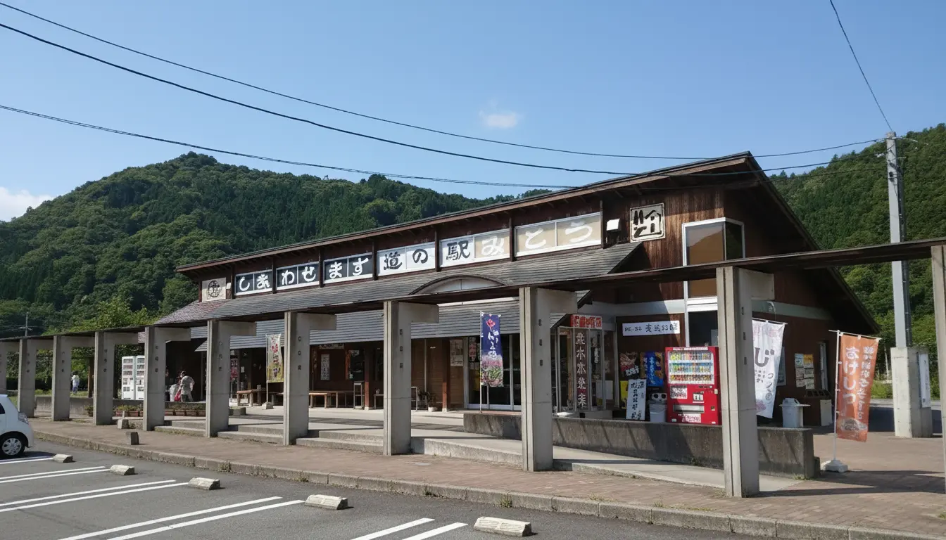 山口県美祢市の道の駅みとうと、隣接する自然豊かな親水公園の風景。