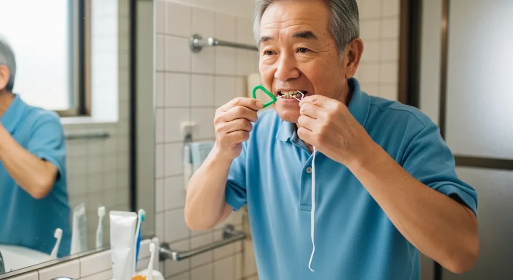 全身の健康のために口腔ケアを徹底するシニア