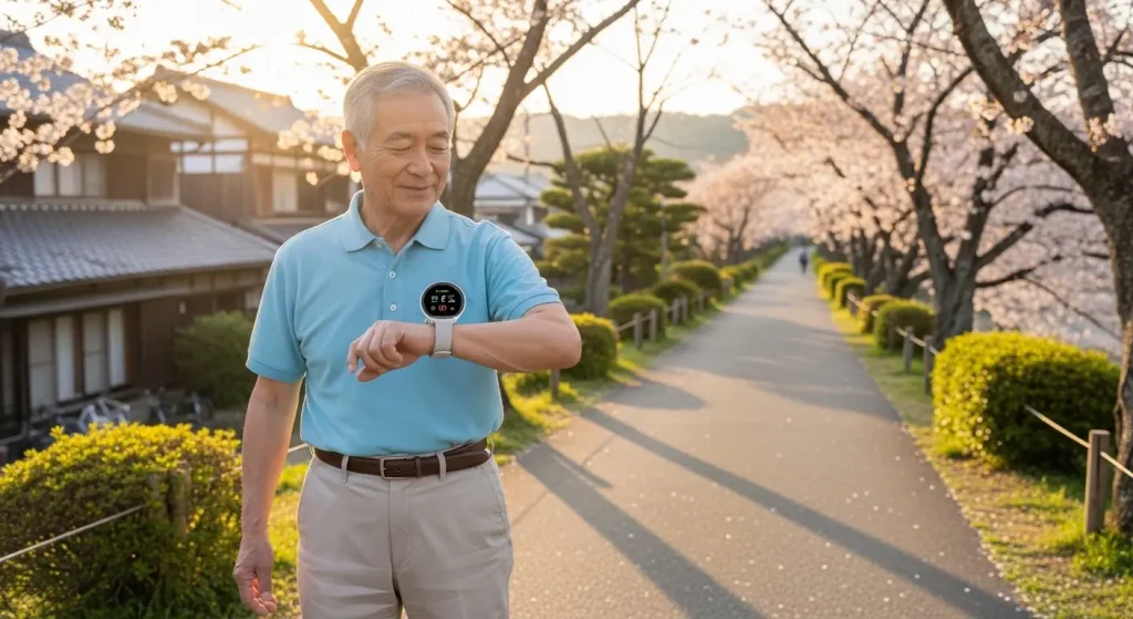 活動量を管理するシニア