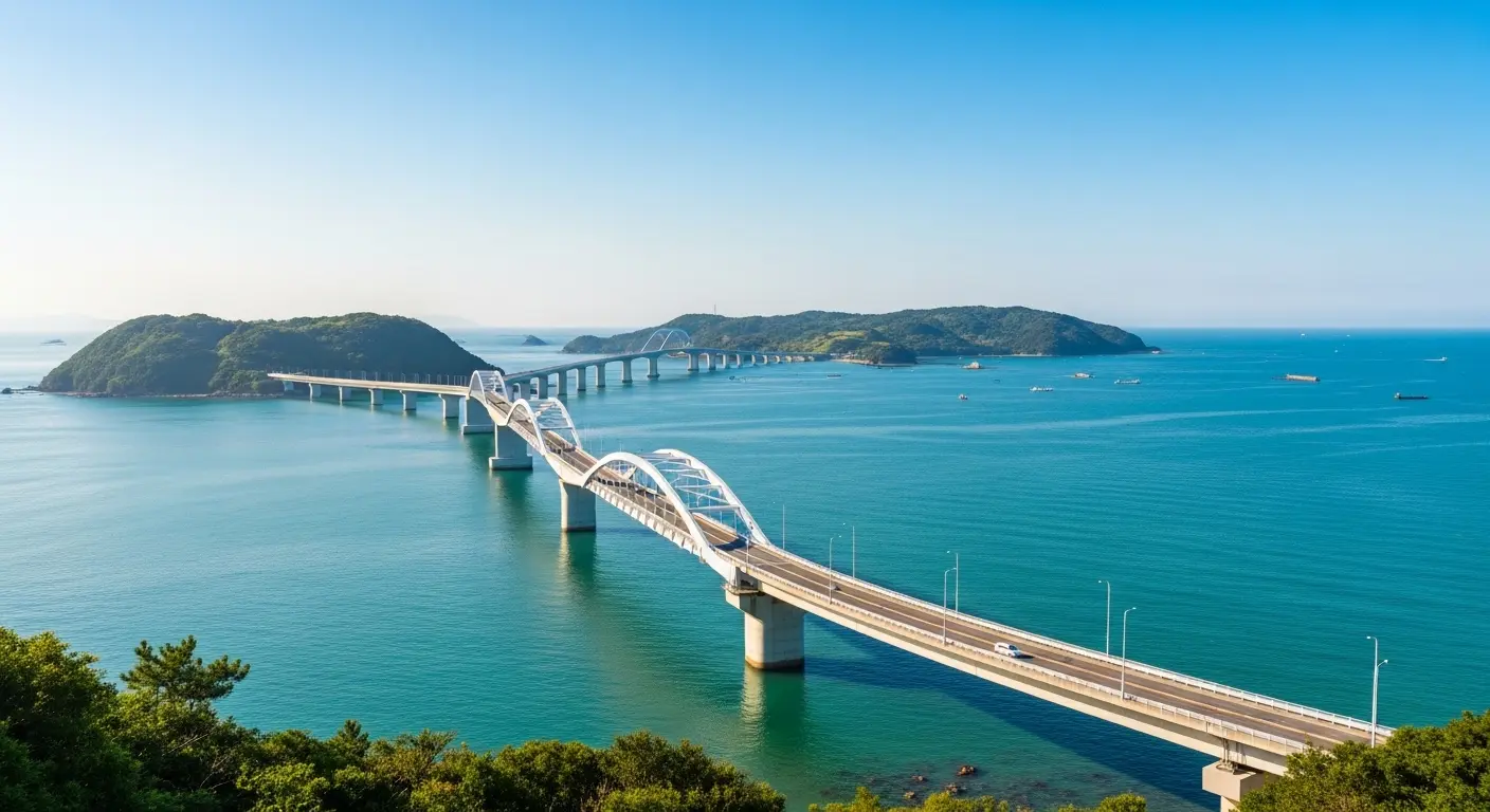 山口県下関市にある日本屈指の絶景スポット、海を渡る角島大橋