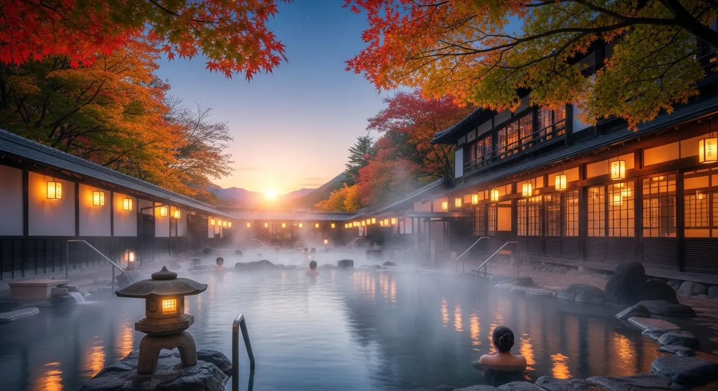 湯田温泉駅前にある白狐の像と足湯の風景