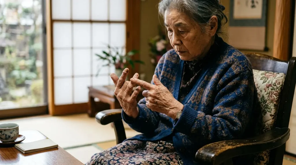 指先を使って脳を刺激するトレーニングの様子