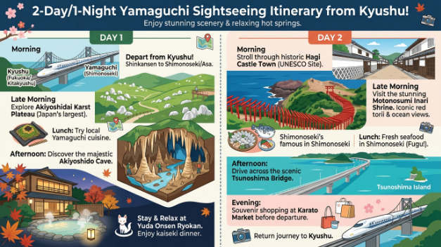 九州から山口へ渡る関門海峡と下関の観光名所