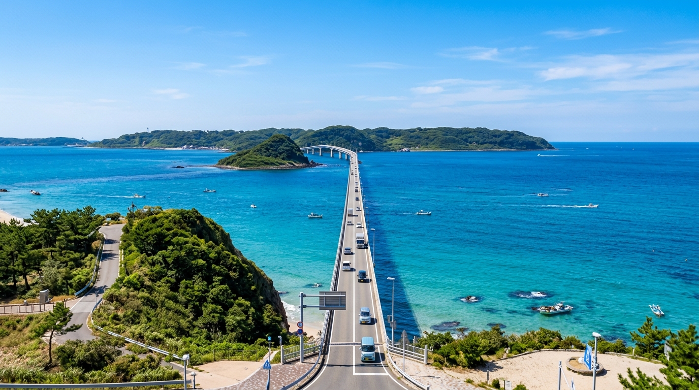 山口県下関市にある角島大橋の絶景パノラマ写真
