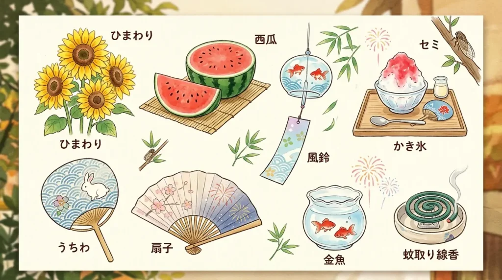 夏の風物のイラスト