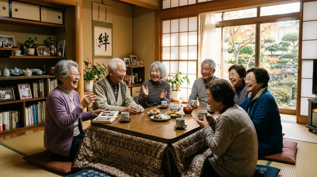 和やかな雰囲気の中でコミュニケーションをとる高齢者